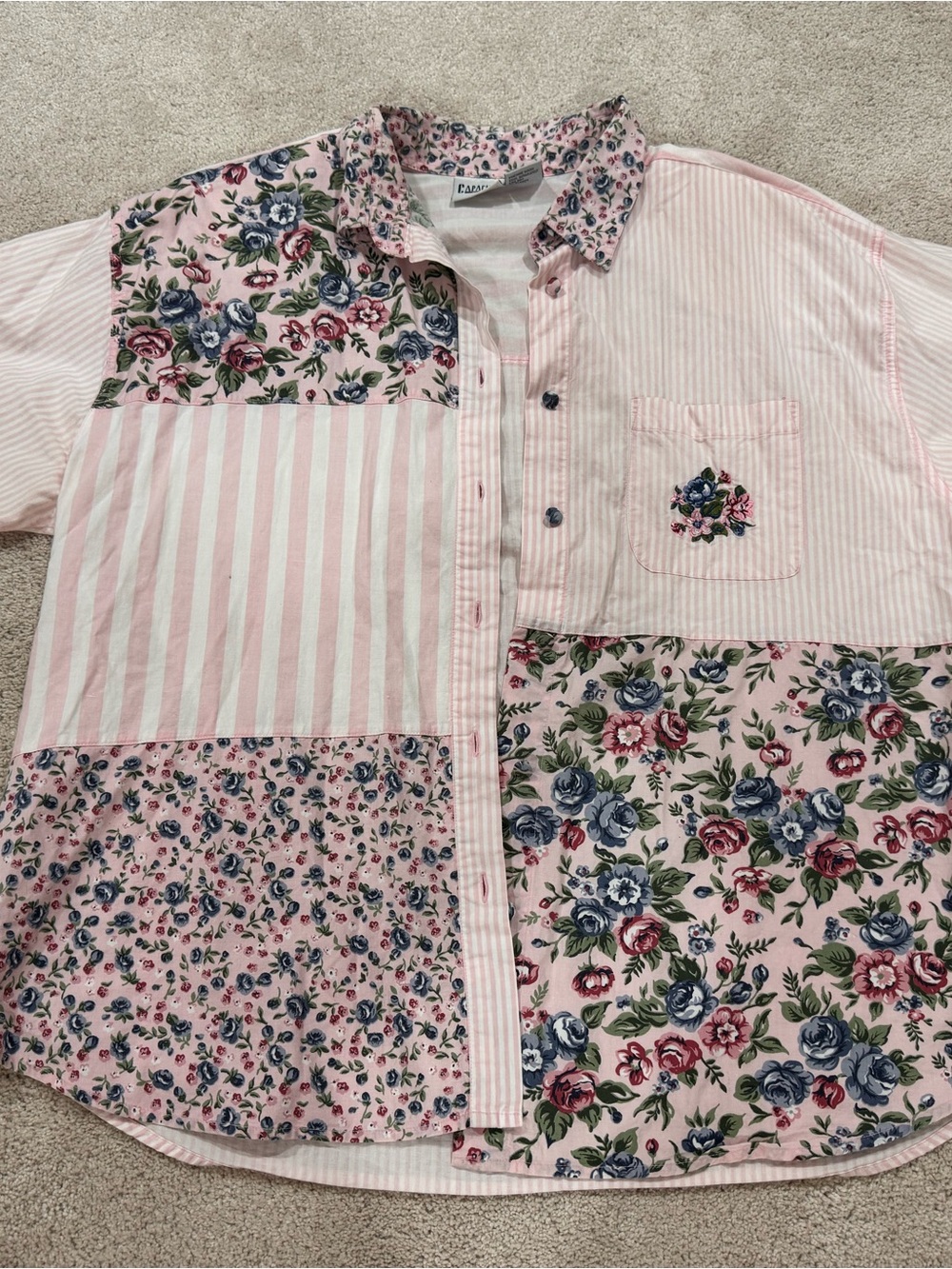 Oversized Vintage Women’s Patchwork Button Down